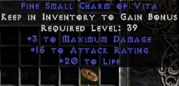 Attack Rating Life and Max Damage Charm